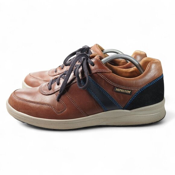 Mephisto Vido Casual Leather Sneakers Men's 9 Chestnut Brown Walking Comfort - Picture 2 of 13